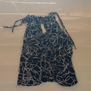 2000’s Y2K Black and White Patterned Top